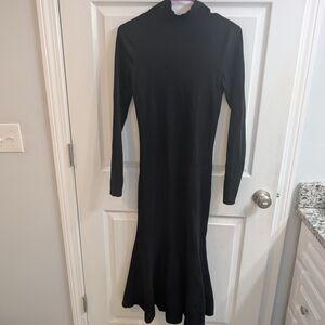 Lewit Flared Hem Wool Blend Sweater Dress Black 15Wx48L - Size XS